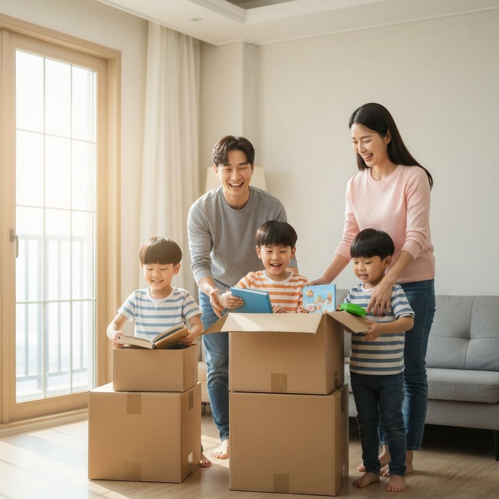 새 집에서 행복한 가족